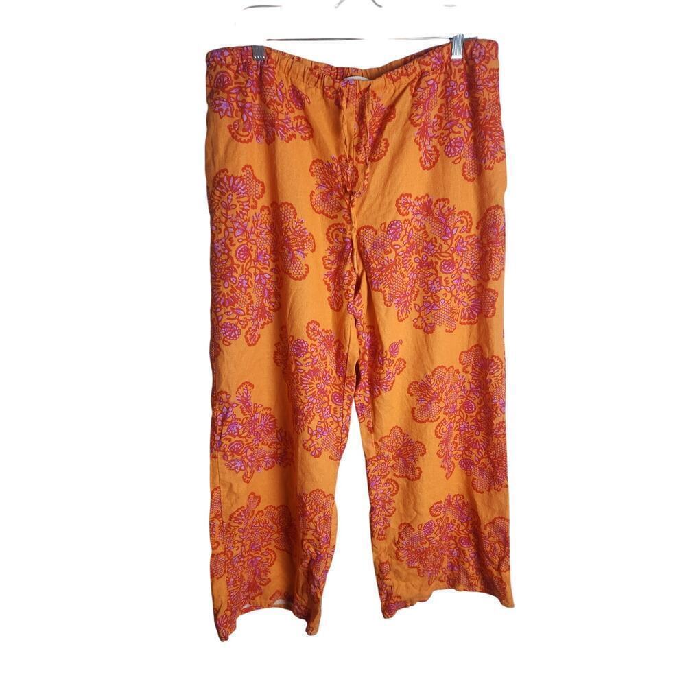 Maison d'Amelie Linen Blend wide leg pants sz XL breathable stretch waist beach
